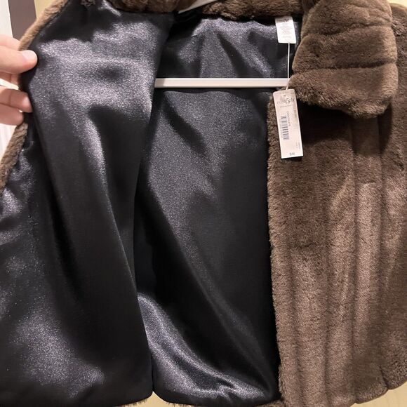 EAST 5th Women’s Faux Fur lined Soft Brown Cape Shawl Poncho Shrug Size SM - Picture 8 of 9